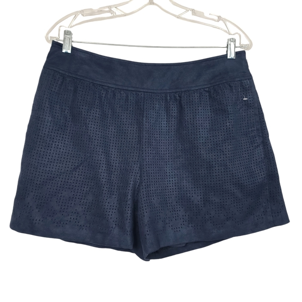 Anthropologie Elevenses Blue Eyelet Side Zip Shorts 8